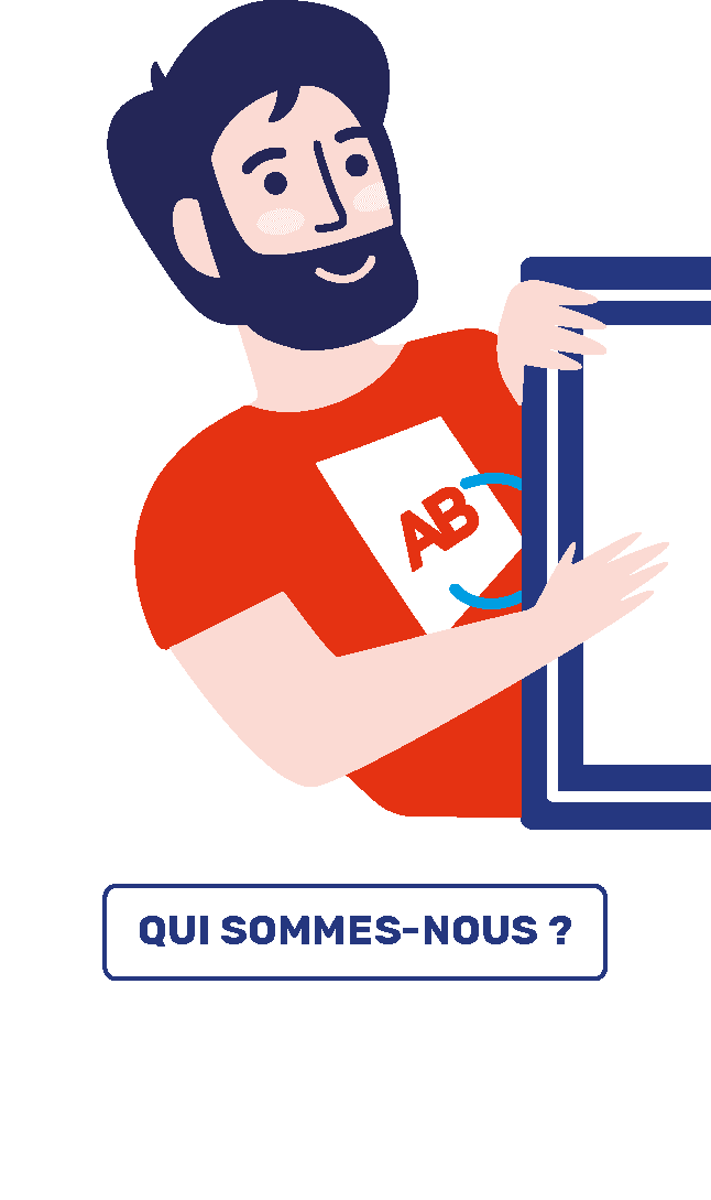 Artisan AB Fenêtres dessiné tenant un cadre de fenêtre : qui sommes-nous ?